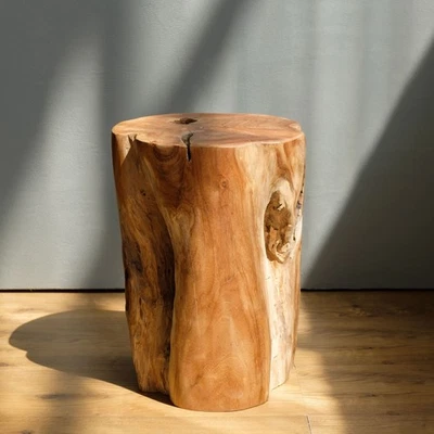 Teak-Holz Hocker massiv ca. 40cm geschliffen Elefantenfuß Echtholz wohnfreuden - Bild 1 von 4