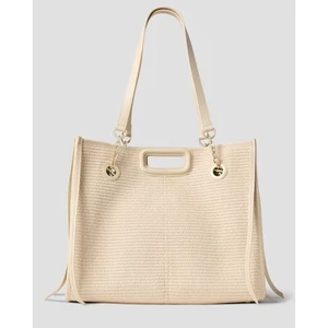 Maje Cream Faux Raffia Big Tote Bag Business Travel Vacation Beach 12x14x5 $460 - Picture 1 of 12