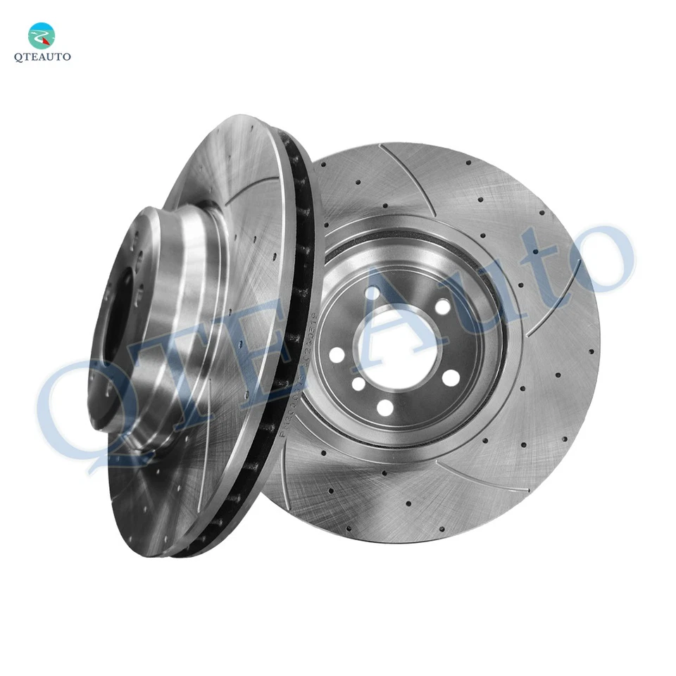 Front 348mm Drilled Slotted Brake Disc Rotors For 2013-2015 BMW X1 - Image 1 of 4