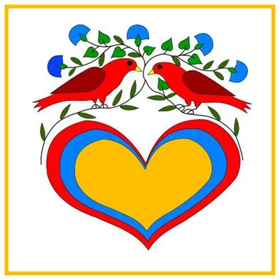 PA Dutch Hex # 11 Birds Heart 10 DMC Colors Counted Cross Stitch Pattern - Image 1 of 4