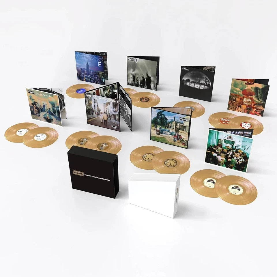 Oasis Complete Studio Album Collection Limited Edition Box Set Gold Vinyl 14xLP - Image 1 of 1