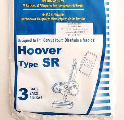 Hoover Type SR Vacuum Bags Lot Of 3 NEW Micro Filtration 325 Envirocare BAGS1 - Image 1 of 3