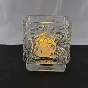 Vintage Avon Square Votive Candle Holder – Snowflake Crystal – 1990s - Picture 1 of 10