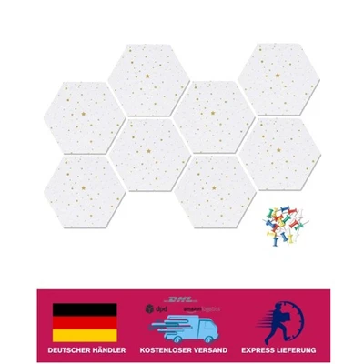 8 Stück Selbstklebende Filz Pinnwand - Sechseckige Korkplatte für kreative Wände - Bild 1 von 2
