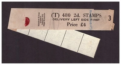 SG543a 2d red brown sideways watermark coil leader. Code T, 480 per roll. - Image 1 of 2