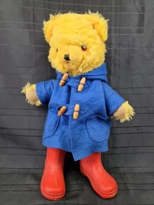 Vintage Paddington Bear Plush 48cm Blue Felt Coat & Toggles (S1) - Picture 1 of 16
