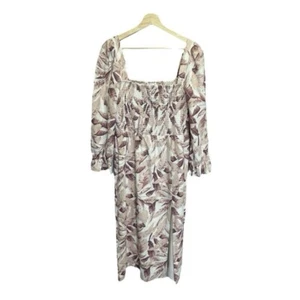House of Harlow 1960 Womens Dress Size Large Midi Pink Floral Puff Sleeves - Picture 1 of 9