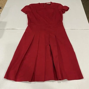 Vestido Brooks Brothers para mujer pequeño rojo elástico cuello midi línea A plisado - Imagen 1 de 6