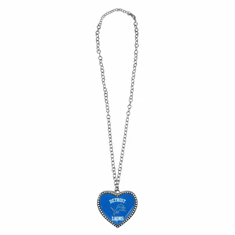 NEW! DETROIT LIONS LARGE CRYSTAL HEART NECKLACE LICENSED Cover