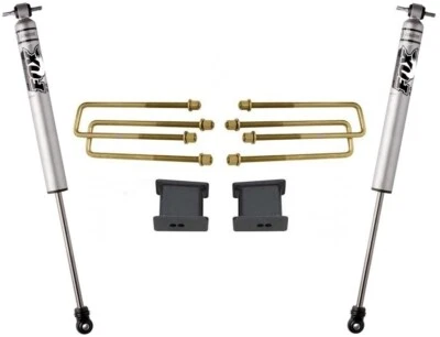 MaxTrac 3" Lift Blocks & U-Bolts w/ Rear FOX Shocks Fits 07-18 GMC Sierra 1500 - Image 1 of 4