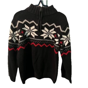 Gymboree Pullover Unisex Kid's Holiday Black Red White Sweater Sz S(5-6) - Picture 1 of 6