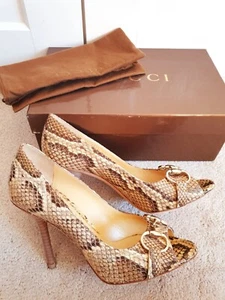 GUCCI GG Marmont Beige Horsebit Peeptoe Heels Shoes EU 37.5/UK 4.5 - Picture 1 of 14