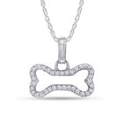 1/10ct Natural Diamond Dog Bone Pendant 18" Necklace in 14K Solid Gold
