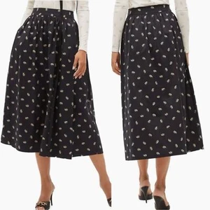 Maxi gonna Hill House Home Krista nera floreale jacquard zip laterale taglia XL nuova con etichette - Foto 1 di 11