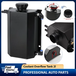 2L Black Aluminum Radiator Coolant Overflow Bottle Recovery Water Tank Reservoir - Picture 1 of 11
