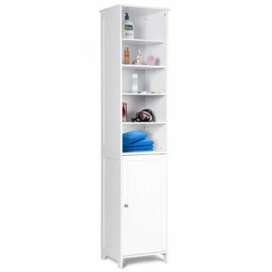 72"H Bathroom Tall Floor Storage Cabinet Free Standing Shelving Display White - Picture 1 of 11