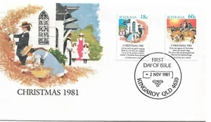 1981 FDC Xmas set 2 PM shows 1st Use of this type of PM 1983 FDI 2 Nov 1981 - Picture 1 of 2