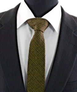 Tweed Wool Country Check Brown Black Tie Skinny Tartan Plaid Check Gift tw1 UK - Picture 1 of 3