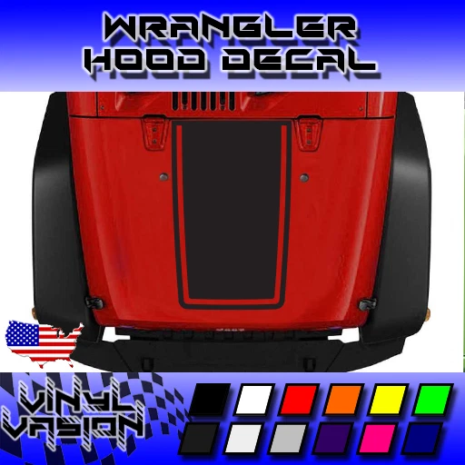 Hood Racing Stripe for Jeep Wrangler JK TJ YJ Vinyl Decal Sticker Foto 1 de 3