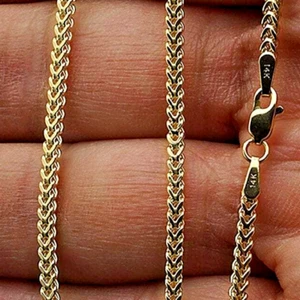 14K Yellow Gold 2mm Hollow Franco Chain Necklace 26" - Picture 1 of 8