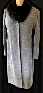 Designer Anthea Crawford Stunning Vintage Dress & Coat Black & Grey Wool S14-S16 - Picture 1 of 18