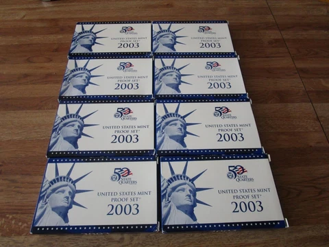 Lot of 8 2003 Proof Sets Cover