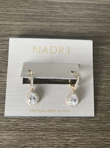 NWT NADRI PEAR DROP CUBIC ZIRCONIA PAVE LEVERBACK EARRINGS  - Picture 1 of 6