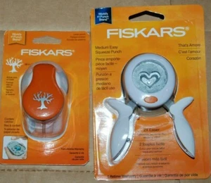 Lot 2 NEW Fiskars Paper Punches That's Amore Heart & Tree Punch Crafts Scrapbook - Picture 1 of 5