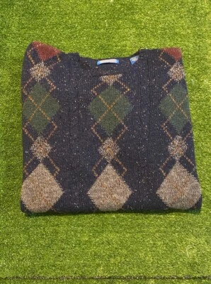 Vintage Pendleton sweater mens large blue argyle virgin wool shetland outdoor O - Image 1 of 4