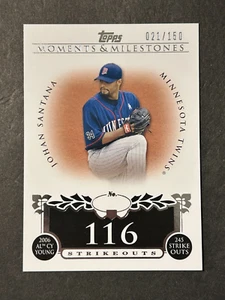 Topps Moments & Milestones 2008/Johan Santana 116 Strikeouts Twins - Imagen 1 de 2