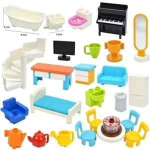 ️New for Lego Duplo Furniture Bed Chair Sofa Table Cabinet Kitchen Accessories - Picture 1 of 49