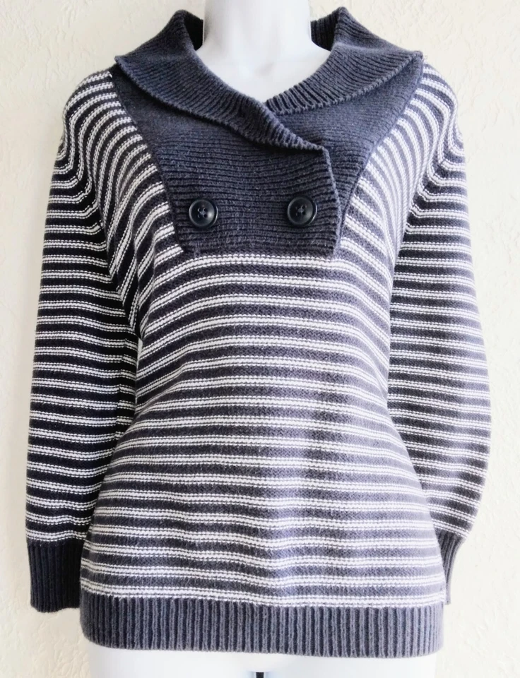 Suéter pulôver feminino IZOD colarinho azul e branco tamanho XL - Imagem 1 de 4