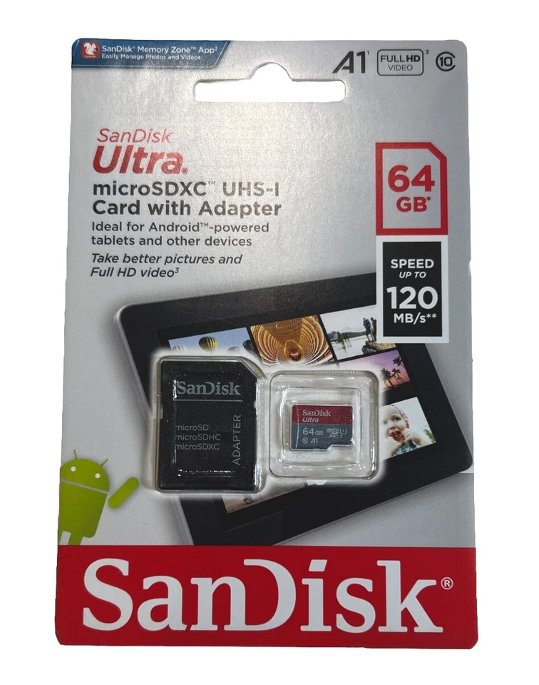 SanDisk Ultra 64GB microSDXC UHS-I Card with Adapter - Image 1 of 1