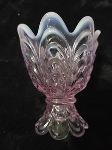 Vintage Fenton Purple White Accent Flip Candle Dish & Votive Holder - Picture 1 of 9