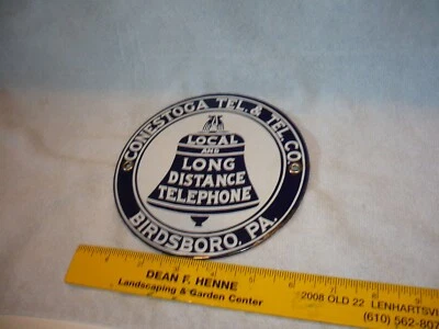 Vintage Original Conestoga Telegraph Telephone Birdsboro PA Porcelain Sign free - Image 1 of 4