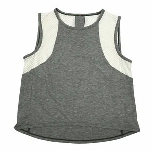 LUCY Tank Top, Sleeveless Shirt Top. High Low Hi Lo Style Gray White Women's M - Picture 1 of 10