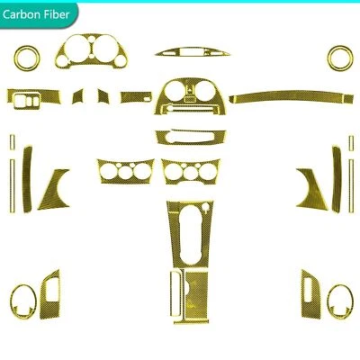 Kits completos de molduras interiores de fibra de carbono amarilla de 42 piezas para Mitsubishi Eclipse 2006-12 Foto 1 de 4