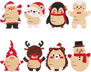 FINGOOO 120 Pcs Christmas Gift Tag Stickers, Kraft Paper Christmas Name Tags Lab - Picture 1 of 7