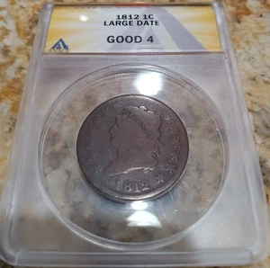 Centavo clásico grande fecha 1812, ANACS G4 - Imagen 1 de 4