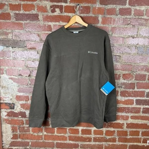 Columbia Sweatshirt Mens Medium Brown Green Hart Mountain Crew Pullover - Picture 1 of 8