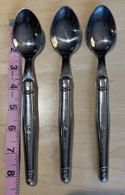 Jean Laguiole Hecho en Francia Acero Inoxidable Juego de 3 Cucharas Soperas 8.5 Pulgadas Foto 1 de 4
