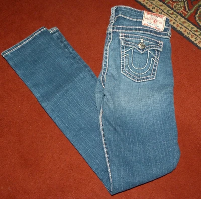 Pantalones de mezclilla para niña talla 14 TRUE RELIGION JULIE rosa cosidos pierna recta Foto 1 de 3