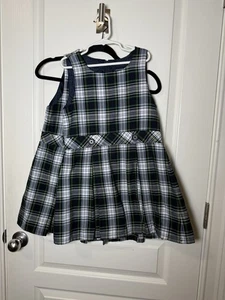 2 Lands End Girls 6 School Uniform Plaid Jumper Dress Skirt Blue - Picture 1 of 6