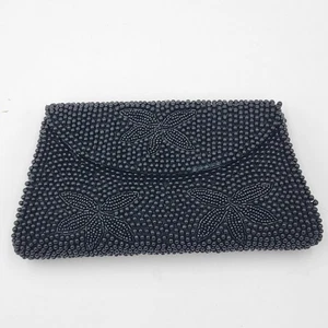 Vintage Midcentury Beaded Clutch Floral Evening Envelope Bag 30s-50s 7"x 4" - Picture 1 of 7
