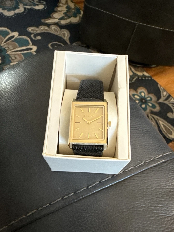 Breda Virgil Watch 26mm Gold With Black Leather Band 1736f Never Worn - Image 1 of 1