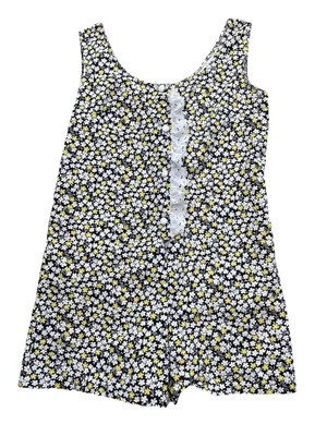 Mameluco casero vintage años 80 de una pieza-algodón-LEER medidas-lindo-floral Foto 1 de 4