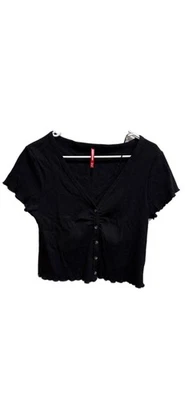 Top corto acanalado Union Bay negro Foto 1 de 2