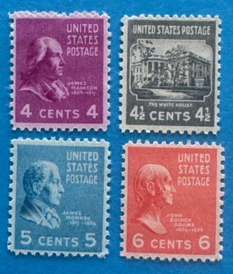US Stamps Scott 808 to 811 single set M/NH 1938 Presidential Issue PO fresh - Image 1 of 3