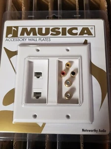 24PK MUSICA MTX RG6 RCA CAT-5 WHITE WALL PLATE VIDEO AUDIO COAXIAL SATELLITE - Picture 1 of 4
