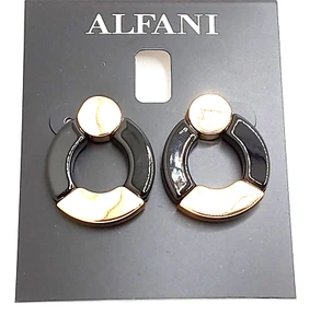 Alfani Beautiful Black and Gold Hoop Earrings - Picture 1 of 5